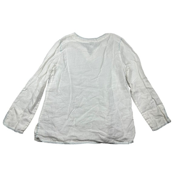 Garnet Hill 100% Linen Top Womens Size 10 Lagenlook‎  Embroidered V Neck - Picture 2 of 7